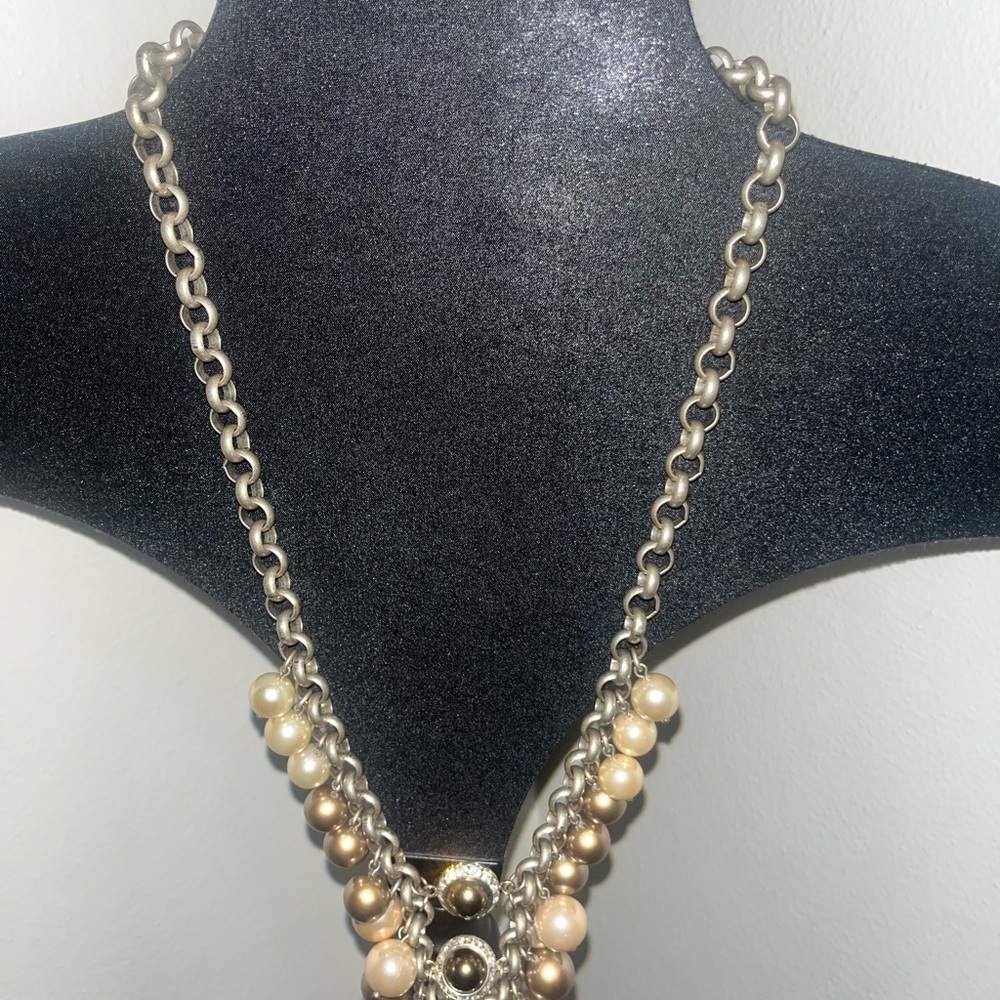 Talbots Brown and Pearl Sparkly Necklace